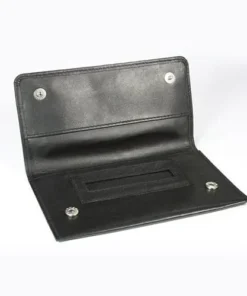 Tabaktasche für Feinschnittpäckchen aus Nappaleder glatt in schwarz