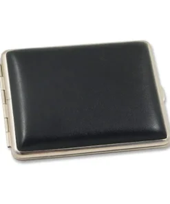 Zigarilloetui 10er aus Kunstleder Metall in schwarz silber