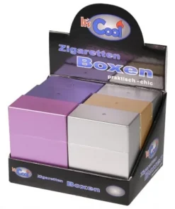 Zigarettenbox Kunststoff 30er ohne Steg metallic bunt sortiert