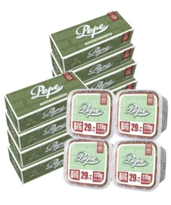 4 x Pepe BRIGHT Volumen Tabak Eimer 170 Gramm & 8 x Schachteln Pepe Hülsen