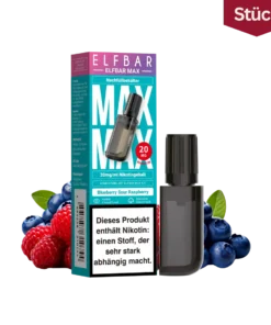 Elfbar Max Blueberry Sour Raspberry Nachfüllbehälter Vape Pod 20mg