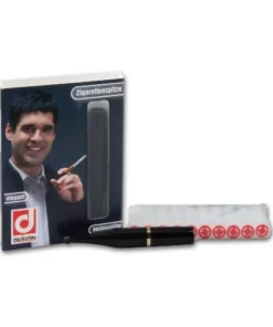 Zigarettenspitze Denicotea Standard Slimline aus Kunststoff in schwarz gold mit 10 Filtern