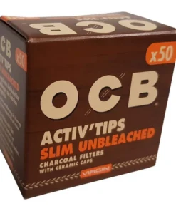 OCB Activ’Tips Slim 7mm Unbleached Aktivkohlefilter 50 Stück
