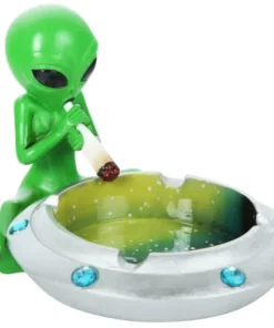 Keramik Aschenbecher „Alien“ grün mit Schmuckstein