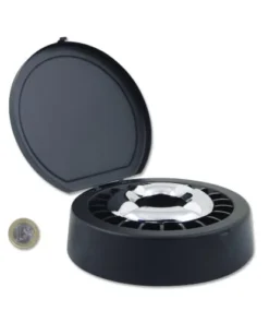 Aschenbecher mit Sterneinsatz und Deckel aus Metall in schwarz matt silber