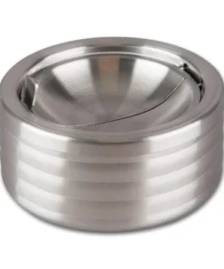 Kippaschenbecher aus Metall gebürstet in silber matt