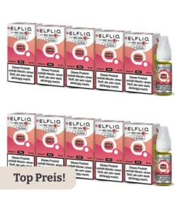 10er Pack E-Liquid Nikotinsalz ELFBAR Elfliq Apple Peach 20mg