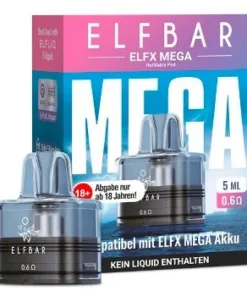 E-Zigarette ELFBAR ELFX MEGA REFILLABLE POD 0,6 Ohm 5ml