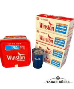 1 xWinston Red Titan Box 250 Gramm & 1.000 Winston Extra Hülsen & 1 x Tee Becher