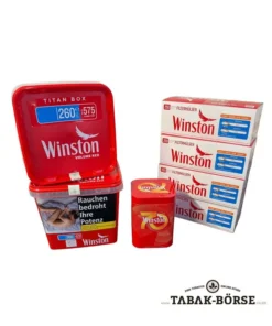 2 xWinston Red Titan Box250Gramm& 1.000 Winston Extra Hülsen & 1 x Blechdose