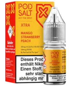 Pod Salt X – Mango Strawberry Peach – Nikotinsalz – 20mg